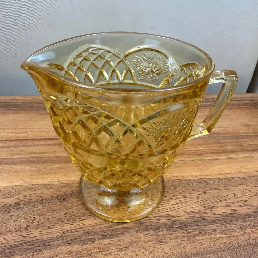 Federal Glass Rosemary Mayfair Yellow Depression Glass Creamer and Sugar Set